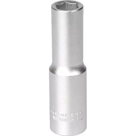 Langer Steckschlüssel 1/2 Zoll, 6-Winkel, 12 mm, verchromter Stahl, CRV