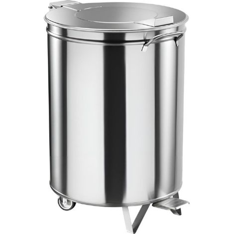 Poubelle à pédale et roulettes en acier inoxydable 50 L - Gastro M