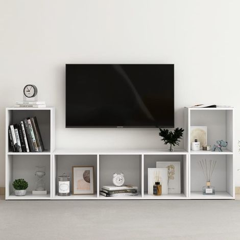 FIMEI Ensemble de meubles TV 3 pcs Blanc Aggloméré (1/5)