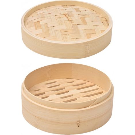 1 set - Panier à vapeur en bois - Panier à vapeur portable pour xiaolongbao (poubelles de soupe) -,5 cm - Couleur du bois, 18, 9.5 (1/5)