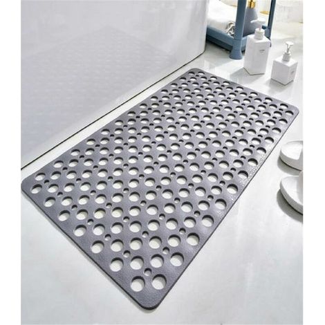 Tapis de Douche Antidérapant Antibactérien TPE,4580 CM Tapis de Bain de Baignoire Tapis de Pied Résistant à la Moisissure et Lavable en Machine pour Douche ou Baignoire,Trou Rond Gris (1/5)