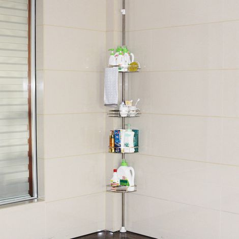 4 Etagère télescopique d'angle de douche hauteur réglable 110-280cm rangement de douche (1/5)