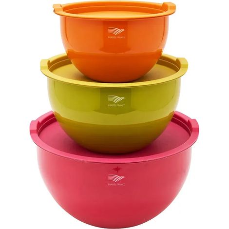 Saladiers acier inoxydable multicolores avec couvercles x3 (1/5)