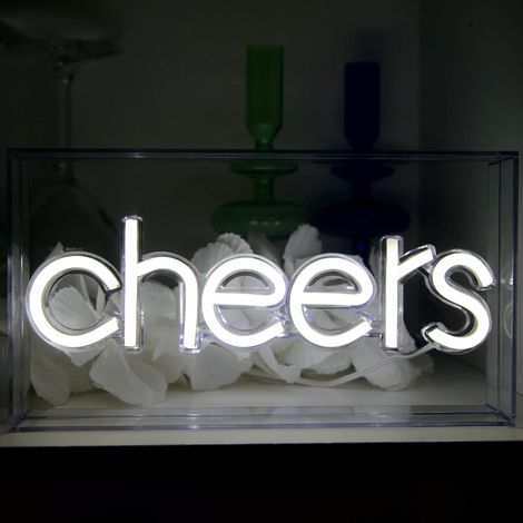 WD LifeStyle Insegna Neon con Cornice in Plexiglass 23 x 13 Cm Decoro Cheers (1/4)
