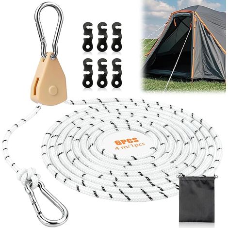 Corde a Cliquet de Tente Camping Réglable Tendeur Voile Ombrage Toile (1/5)