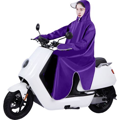 Poncho pluie vélo électrique adulte Oxford imperméable taille 5XL violet protection agrandie cyclisme