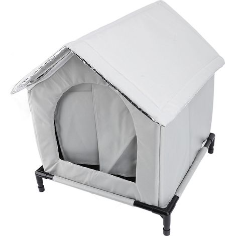 Niche d'extérieur pour chat, chaude, imperméable et résistante à la pluie, grand espace toutes saisons, tente fermée universelle isolée pour chat errant, grise (1/5)