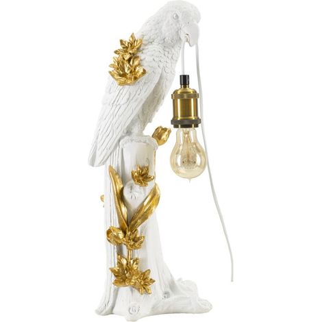 Lampe à Poser en Résine "Perroquet" 50cm Blanc (1/5)