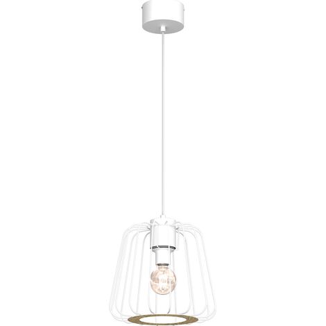 Suspension blanche cage métal Trad E27 15W Luminex