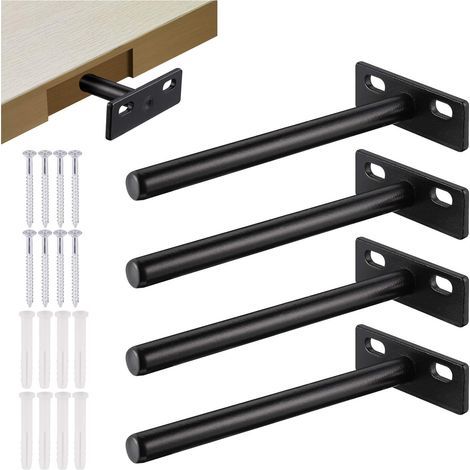 4 Pièces Fixation Étagères Murale Invisible, Supports Étagères Flottante en Forme de T, Equerre Etagere Murale en Acier Inoxydable Fer Solide pour étagères Charge Lourds, Cuisine (1/5)