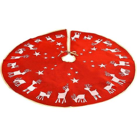 1 x Jupe de sapin, collier de sapin de Noël, décorations de Noël, décoration de sapin de Noël, tapis de sapin en lin rouge (1/5)