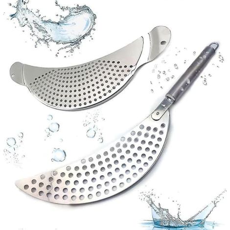 Passoire en acier inoxydable avec poignée, lot de 2. Passoire à pâtes en acier inoxydable, égouttage facile et durable. (1/3)