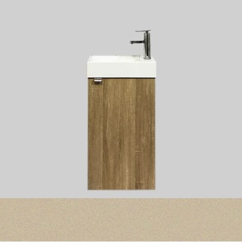 Meuble de Salle de Bains avec vasque/lavabo Lave main à suspendre Ana 40 chêne