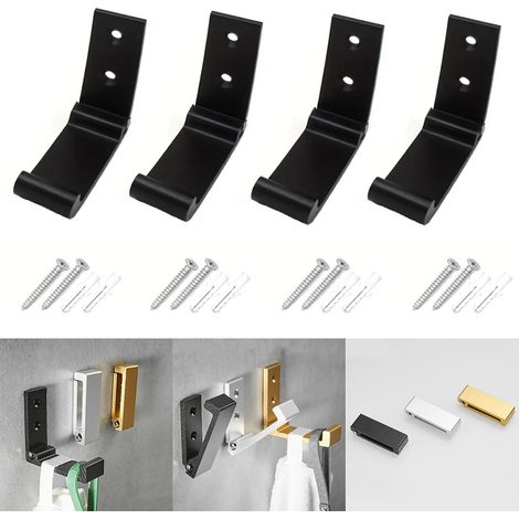 4 Crochets Pliables Aluminium Noirs pour Salle Bain Cuisine (1/5)