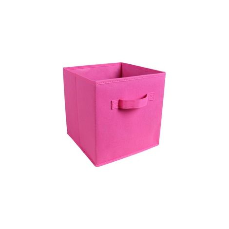Caja de almacenamiento de tela plegable y organizador de cajones para armario y juguetes, multifuncional, color rosa (1/4)