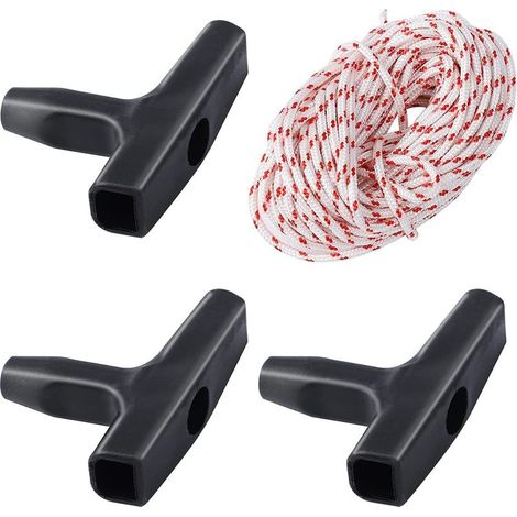 10 m langes, 3,0 mm Starterseil mit 3 Startergriffen für Rasenmäher, Kettensägen, Trimmer, Freischneider und Motorteile (1/5)