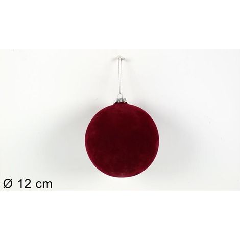 PALLA VETRO FLOCCATO 12CM ROSSO