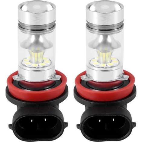 2X Ampoule LED H8 H11 H16 6000K Blanc 100W Haute Puissance Pour Feux Antibrouillard Et Diurnes