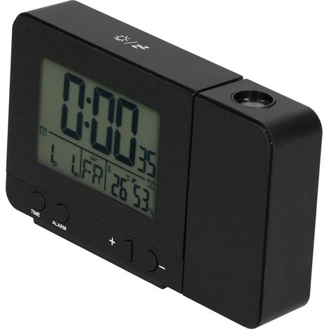 Réveil à projection noir avec écran LCD heure/température et chargement USB pour la maison (1/5)