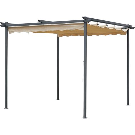 gazebo da esterno "hobart" in ferro e poliestere colore beige, 300x300x200 cm