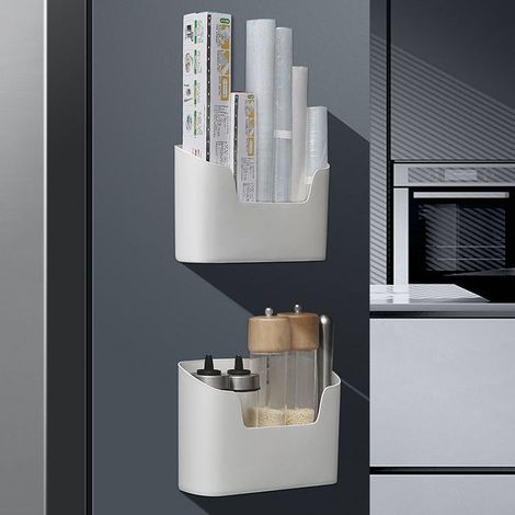 2 Stück Küchenschrank-Tür-Aufbewahrungsbox, selbstklebende Wand-Aufbewahrungsbox, Kleiderschrank/Badezimmer/Kühlschrank-Organizer-Box für Kleinigkeiten (1/5)