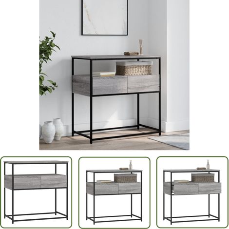 The Living Store Table console sonoma gris 75x40x75 cm bois d'ingénierie - Table Basse - Table D'appoint - Meuble D'entrée - Table Console - Mobilier Industriel (1/5)
