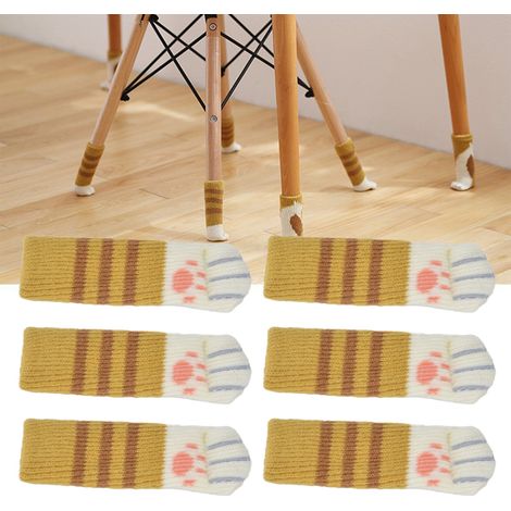 Housses de pieds de chaise à motifs de chats, chaussettes pour pieds de meubles, housses pour pieds de tabouret, coussinets pour pieds de chaise, housses de pieds de table et de chaise en maille épais (1/5)