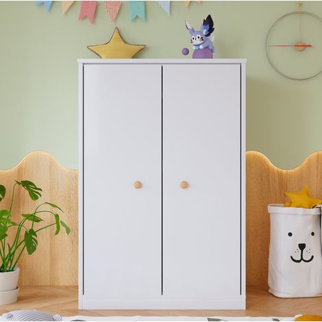 meuble rangement armoire 80x50x120 cm blanche 2 portes OKMYHOME (1/5)