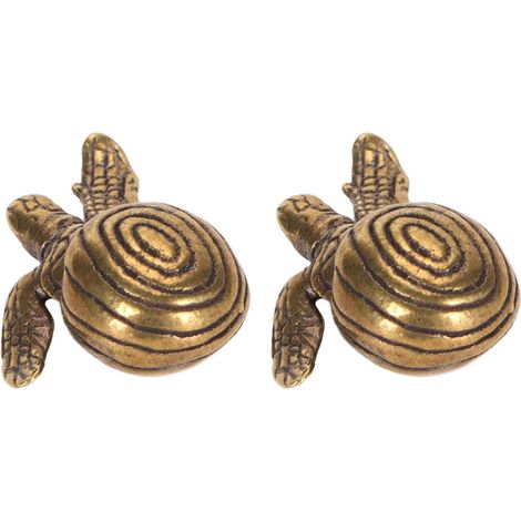 Ornement De Tortue 2 Pièces, Mini Sculpture De Tortue en Laiton Antique, Figurine De Tortue Décorative Mignonne Et Exquise pour Bureau, Voiture Et Bureau (1/5)