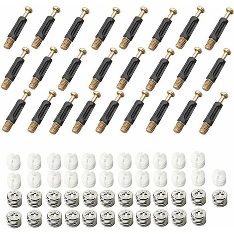 Ferrure de serrure de meuble 25 pièces – Acier laminé à froid nickelé – Raccords de came anti-corrosion – Pour meubles de bureau et armoires