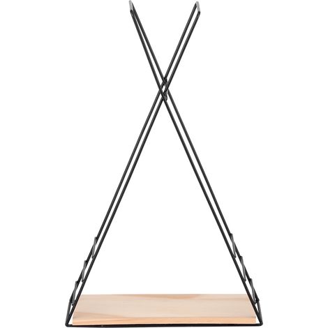 étagère rangement-Étagère murale suspendue en bois et métal, porte décorative fonctionnelle pour le rangement avec cadre noir (1/4)