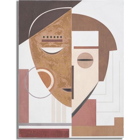 Dipinto su tela Ethnic Face volti stilizzati etnici nei toni terra 60x80 cm (1/5)