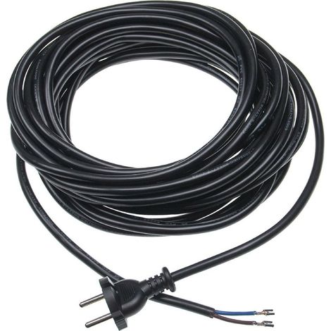 Câble électrique 10m 2000W pour aspirateurs , , Miele Connexion 1x prise 2 embouts Câble robuste en plastique noir (1/2)
