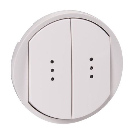 Legrand 068004 - Coprimozzo BIANCO - DOPPIO INTERRUTTORE / Pulsante - LUCE / Illuminato - C…LIANE