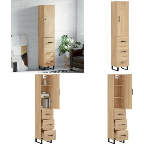 Buffet haut Chêne sonoma 34,5x34x180 cm Bois d'ingénierie - Buffet chêne - Bois d'ingénierie (1/5)