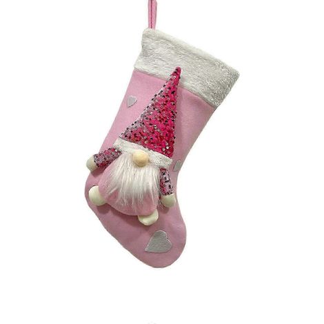 Sapin de Noël, décorations de Noël roses, chaussettes de Noël, sacs cadeaux de Saint-Valentin, paillettes de Noël, pendentifs poupée sans visage, décorations artistiques de Noël (1/3)