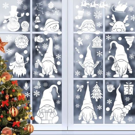 TuseRxln Weihnachtsaufkleber – 108 Stück – Wiederverwendbares PVC – Schneeflocken – Festliche Dekorationen