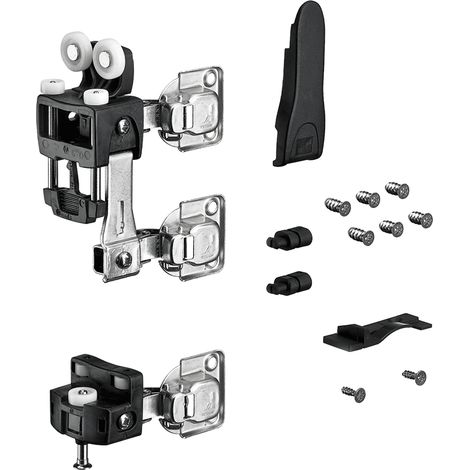 Hettich WingLne L,                       Laufteilset mit unteRr Führung mit SchLeßautomatik,                       25kg,                       schwarz,                       R