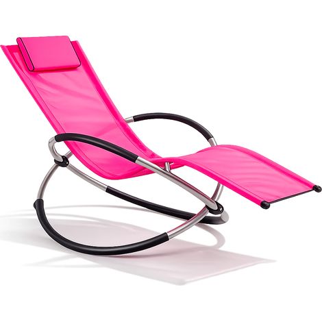 Sedia Sdraio Basculante Ergonomica Da Outdoor Con Rivestimento Poltrona Da Esterno In Textilene Traspirante Telaio In Metallo Relax Giardino Piscina 73 x 150 x 93 Cm Fuxia (1/5)
