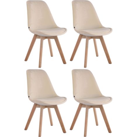 Set da 4 sedie Borneo in velluto crema natura