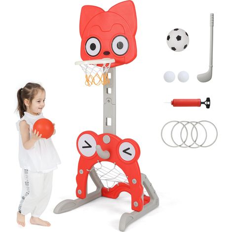 COSTWAY Canestro da Basket 4 in 1 per Bambini 3+ Anni, Altezza 118-148 cm (1/5)
