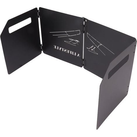 Pare-soleil pliable pour réchaud avec poignée, en acier au carbone épais résistant à l'huile, pour barbecue de camping en extérieur, noir. (1/5)