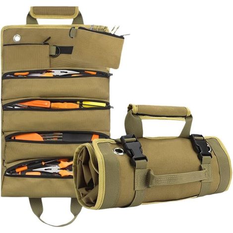 Werkzeugtasche, aufrollbare Aufbewahrungsbox für kleine Werkzeuge, robuster Werkzeug-Organizer mit 2 abnehmbaren Werkzeugtaschen, Werkzeuggeschenke für Männer, Väter, Ehemänner, Freunde, Opas, Geschen (1/4)