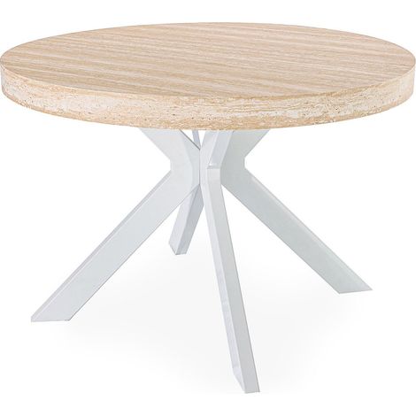 Table à Manger Extensible "Zefane" 110-260cm Beige & Blanc (1/5)