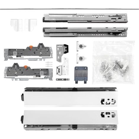 BLUM Schubladenschienen TANDEM SET Zargenhöhe 68mm, mit TIP-ON BLUMOTION Einheit, 30kg, NL400mm, Seidenweiß, bis max. KB1400mm (1/5)