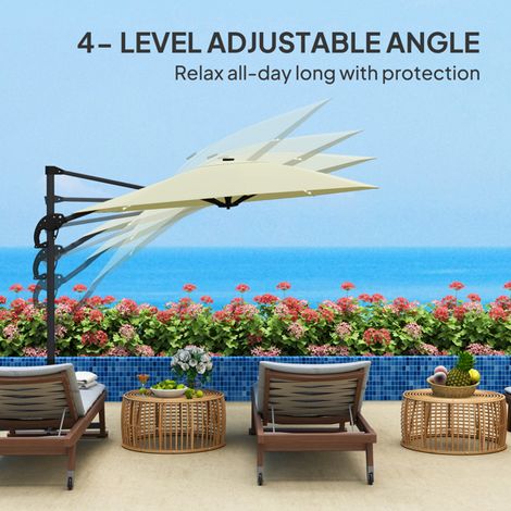3m Cantilever Patio Umbrella with 360° Rotation and UPF 50+ Protection,Adjustable Brightness,Rust-Resistant Aluminum Frame,Easy Crank Handle (1/5)