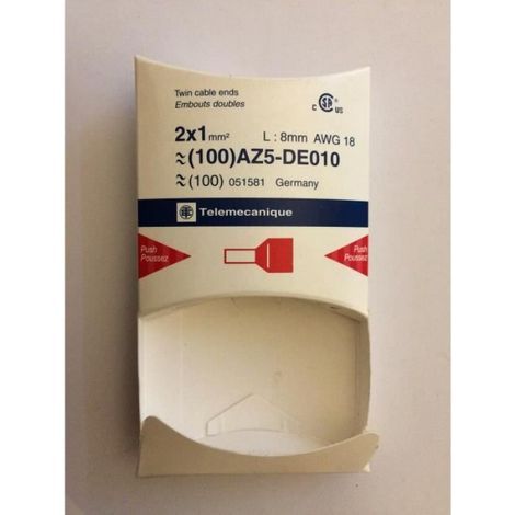 RÉF AZ5DE010 EMBOUT DE CÂBLAGE DOUBLE SURMOULÉ FORMAT MOYEN 1 MM² ROUGE (1/2)