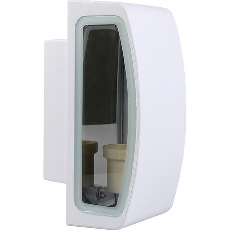 LAMAPADA DA PARETE PER ESTERNO IP65 CON ATTACCO E27 - APPLIQUE IN ALLUMINIO BIANCO E VETRO IDEALE PER GIARDINI E VIALETTI
