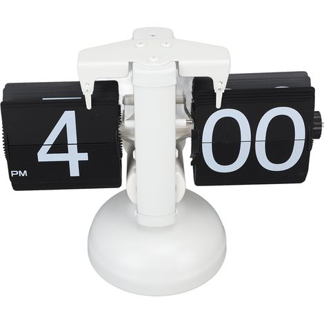 Horloge digitale vintage design européen, affichage numérique, acier inoxydable 304, mouvement automatique, pour le séjour, format 12h, support unique, cadre blanc, face noire (1/5)