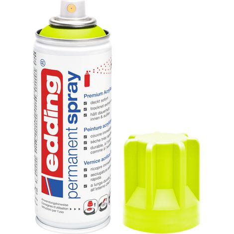 Edding - Bombe de peinture aérosol E5200 jaune fluo mat - Spray 200ml – Séchage rapide, résiste aux intempéries